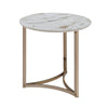 ACME Aziz Sintered Stone Top & Champagne End Table Model LV02826