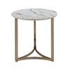 ACME Aziz Sintered Stone Top & Champagne End Table Model LV02826