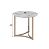 ACME Aziz Sintered Stone Top & Champagne End Table Model LV02826