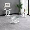 ACME Larry Glass Top White High Gloss Sofa Table Model LV03187