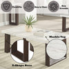 ACME Edwyn Natural Marble Top & Espresso Coffee Table with Natural Marble Top Model LV03205