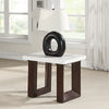 ACME Edwyn Natural Marble Top & Espresso End Table with Natural Marble Top Model LV03206
