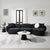 ACME Lucifer Black & White Shimmer Chenille Sectional Sofa with 3 Pillows Model LV03525