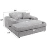 ACME Hilde Lighr Gray Cordoury Chaise with 2 Pillows Model LV03681