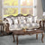 ACME Pierce Beige Fabric & Cherry Sofa with 5 Pillows Model LV03830