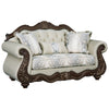 ACME Pierce Beige Fabric & Cherry Loveseat with 3 Pillows Model LV03831