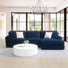 ACME Breton Blue Corduroy Sectional Sofa with 4 Pillows Model LV04400
