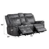 ACME Zubaida Dark Gray Polish Microfiber Power Motion Loveseat with USB Port Model LV04671