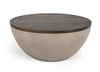 Modrest Marie Modern Concrete & Brown Oak Round Coffee Table Model VGLBRYAN-CF70-02