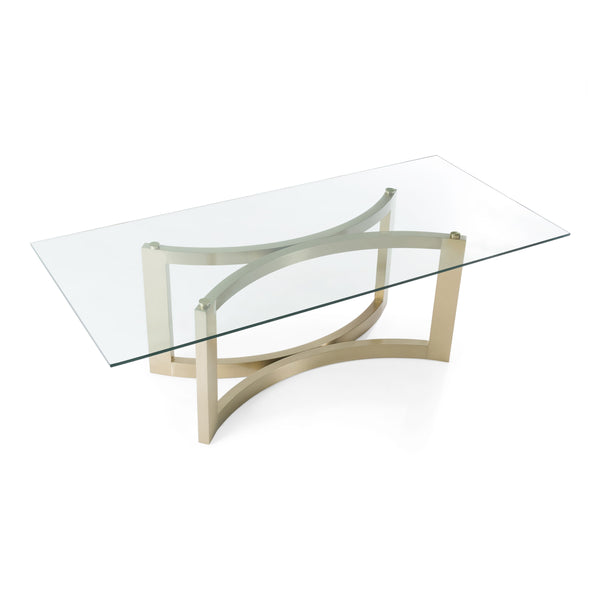 Mingus Modern Glass + Brushed Brass Rectangualr Dining Table