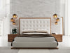 Modrest Amberlie Eastern King White Vegan Leather & Walnut Bed Model VGMABR-96-WAL-BED-EK