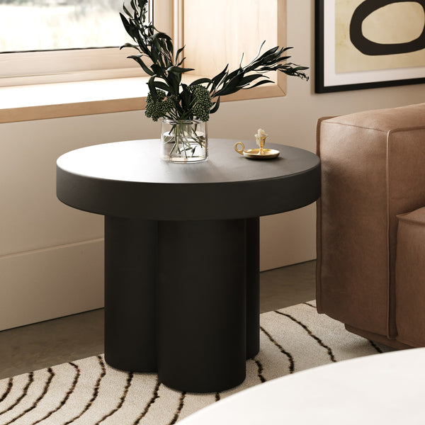 Modrest Bruni Modern Black Concrete End Table Model VGGR-623860-BLK