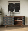 Modrest Sheridan Mid Century Modern Grey Fabric & Walnut Buffet Model VGDWJ9899