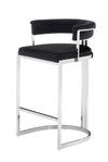 Modrest Munith Modern Black Velvet & Stainless Steel Counter Stool Model VGZAB9504-BLK-BS