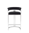 Modrest Munith Modern Black Velvet & Stainless Steel Counter Stool Model VGZAB9504-BLK-BS