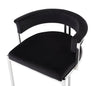 Modrest Munith Modern Black Velvet & Stainless Steel Counter Stool Model VGZAB9504-BLK-BS