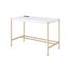 ACME Midriaks White & Gold Writing Desk with USB Port Model OF00020