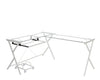 ACME Demas Clear Glass & White Computer Desk Model OF00048