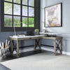 ACME Talmar Natural Marble Top & Rustic Oak Writing Desk with Lift Top Model OF00055