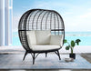 ACME Penelope Cream Fabric & Black Patio Lounge Chair Model OT01099