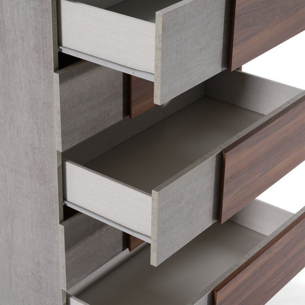 Palermo Italian Modern Faux Concrete & Walnut Chest