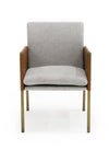 Modrest Pettit Modern Light Grey |Camel And Brass Arm Dining Chair Model VGGA-6988CH-1-WHT-B-DC