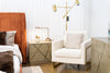 Modrest Prince Contemporary Cream & Gold Fabric Accent Chair Model VGRHRHS-AC-255-WHT-CH