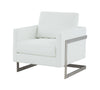 Modrest Prince Contemporary White & Silver Vegan Leather Accent Chair Model VGRHRHS-AC-256-WHT-CH