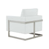 Modrest Prince Contemporary White & Silver Vegan Leather Accent Chair Model VGRHRHS-AC-256-WHT-CH