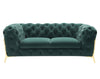 Quincey Transitional Emerald Green Velvet Loveseat