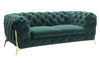 Quincey Transitional Emerald Green Velvet Loveseat