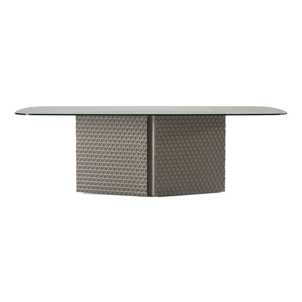 Raphael Modern Glass + Silver Dining Table