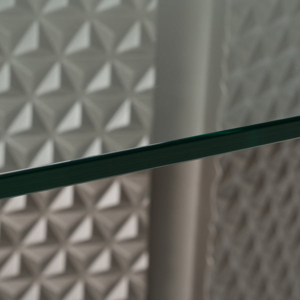 Raphael Modern Glass + Silver Dining Table