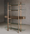 Modrest Rinaldi Mid Century Modern Grey Ash & Glass Bookshelf Model VGCS-DS-23006