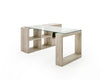 Nova Domus Roma Modern Glass & Faux Travertine Reversible Desk Model VGAN-ROMA-DESK