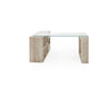 Nova Domus Roma Modern Glass & Faux Travertine Reversible Desk Model VGAN-ROMA-DESK