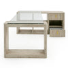 Roma Modern Glass + Faux Travertine Reversible Desk