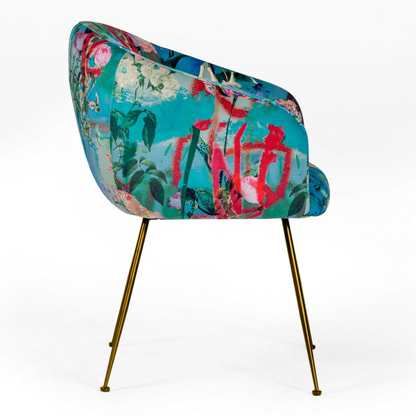 Roxann Contemporary Floral Velvet Gold Dining Chair