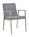 Sabri Contemporary Grey & Antique Brass Arm Dining Chair