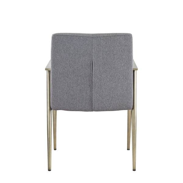 Sabri Contemporary Grey & Antique Brass Arm Dining Chair