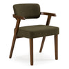 Sacks Mid-Century Modern Green Fabric + Walnut Dining Chair