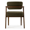 Sacks Mid-Century Modern Green Fabric + Walnut Dining Chair