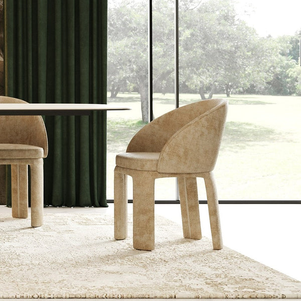 Sarkis Modern Beige Velvet Dining Chair