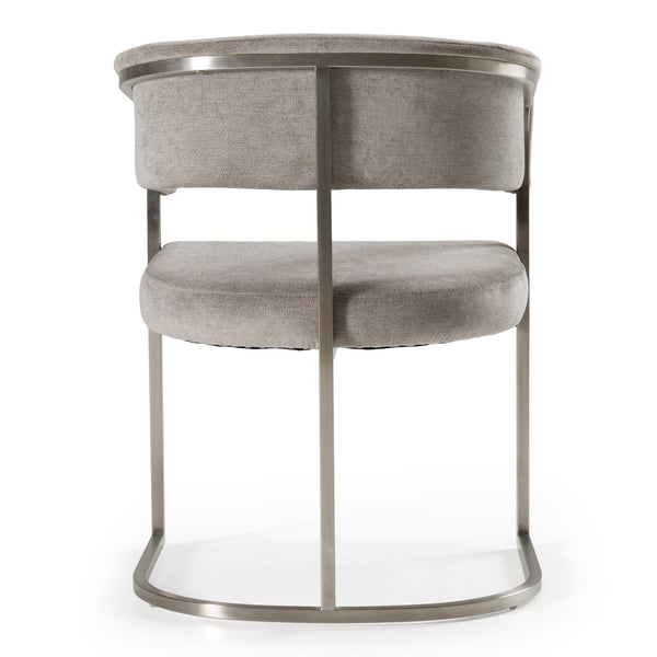 Sebastian Modern Grey Fabric + Stainless Steel Dining Chair