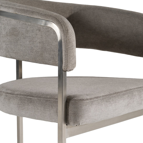 Sebastian Modern Grey Fabric + Stainless Steel Dining Chair