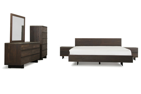 Eastern King Modrest Selma Modern Dark Aged Oak & Concrete Bedroom Set Model VGEDSELMA-SET-EK