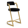 Shandra Black Velvet + Gold Counter Stool