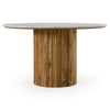 Modrest Shirley Modern White Marble & Natural Acacia Round Dining Table Model VGNR-NI90125