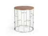 Modrest Silvia Modern Walnut & Stainless Steel End Table Model VGHB228B-V