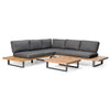Renava Skaros Outdoor Grey Olefin Fabric & Eucalyptus Sectional Sofa & Coffee Table Set Model VGEF-BOSTON-SEC